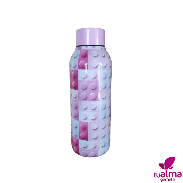 botella aislante termo lego rosa