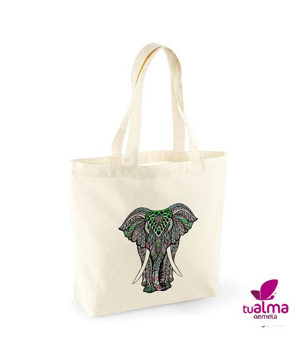 bolsa tela reutilizable elefante mandala
